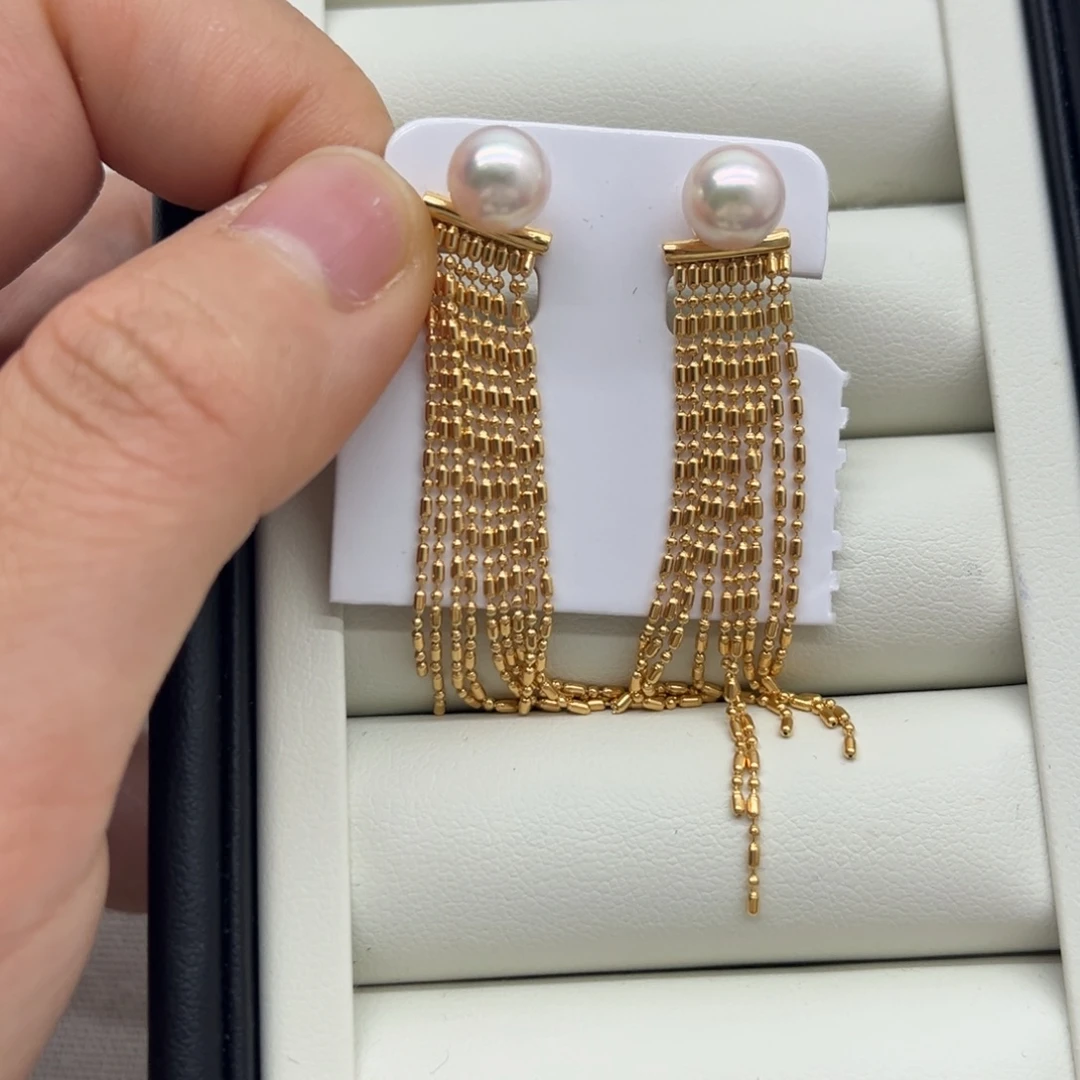 海水珍珠耳饰银S925镶嵌