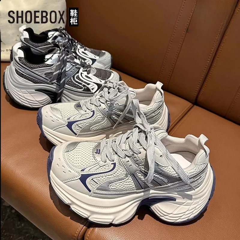 达芙妮集团旗下增高运动鞋女款厚底秋冬季新款透气网面时尚老爹鞋