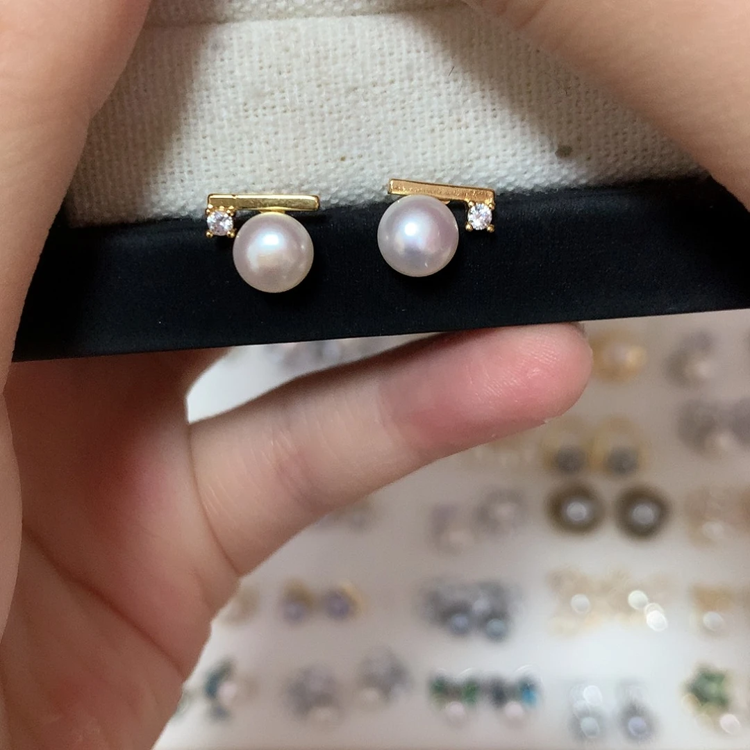 淡水珍珠耳饰合金