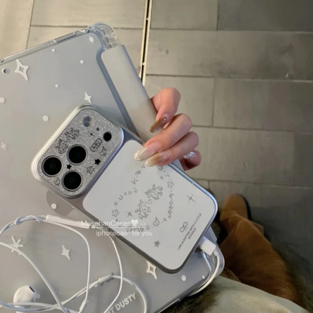 闪粉涂鸦天使飞马适用iPhone17promax手机壳苹果16/15Pro全包1413