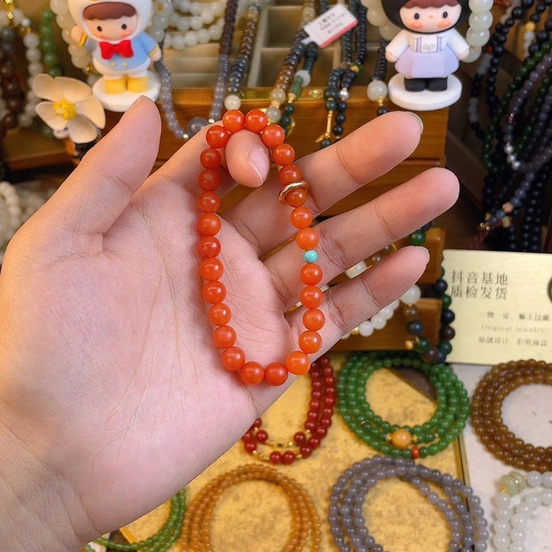 南红玛瑙单圈手串未镶嵌