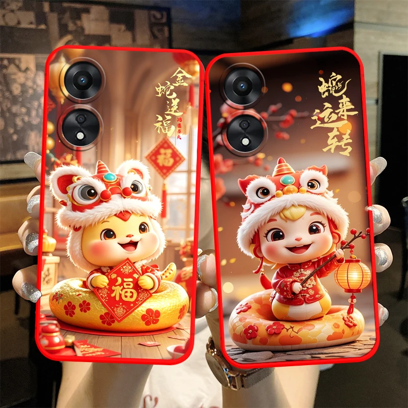 蛇年新招财款oppoa58x手机壳PHJ110软硅胶大红色本命年喜庆2025潮