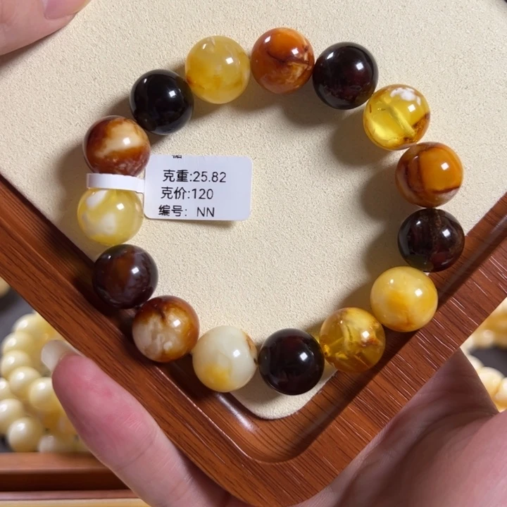 手串琥珀未镶嵌14.5mm沁色蜜蜡多宝NN