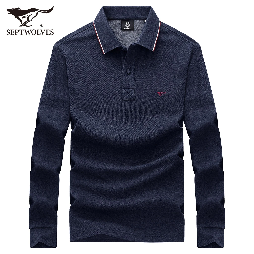 七匹狼男士长袖t恤2025春季新款翻领polo衫打底衣服商务爸爸男装