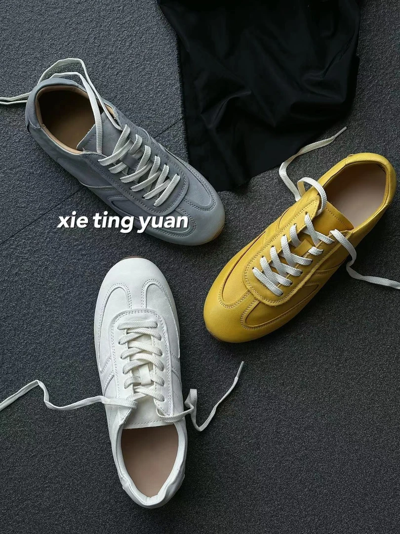 微瑕水洗马皮德训鞋女小白鞋996