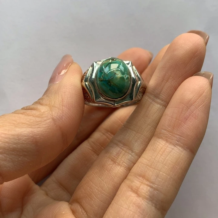 绿松石银S925镶嵌戒指