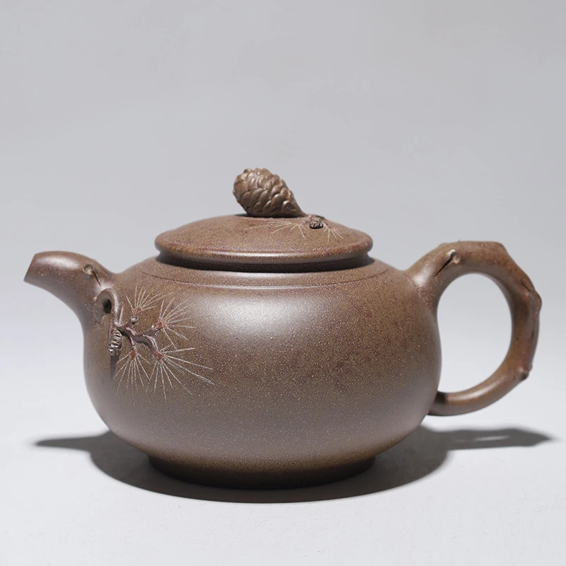 大吉羊柴烧 宜兴紫砂壶手工茶壶 原矿本山绿泥松果300ml徐雅