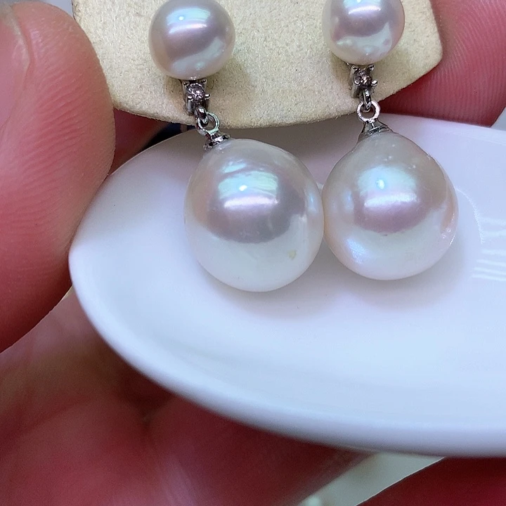 银S925镶嵌耳饰淡水珍珠