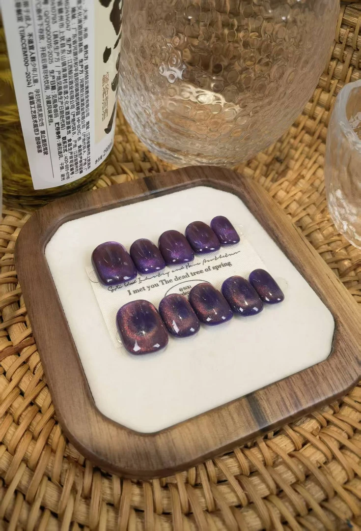 龙猫#纯手工AB版双色猫眼豆豆甲深色渐变满甲建构重工穿戴甲