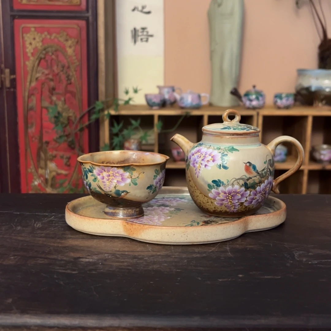 柴烧纯手工手绘陶瓷