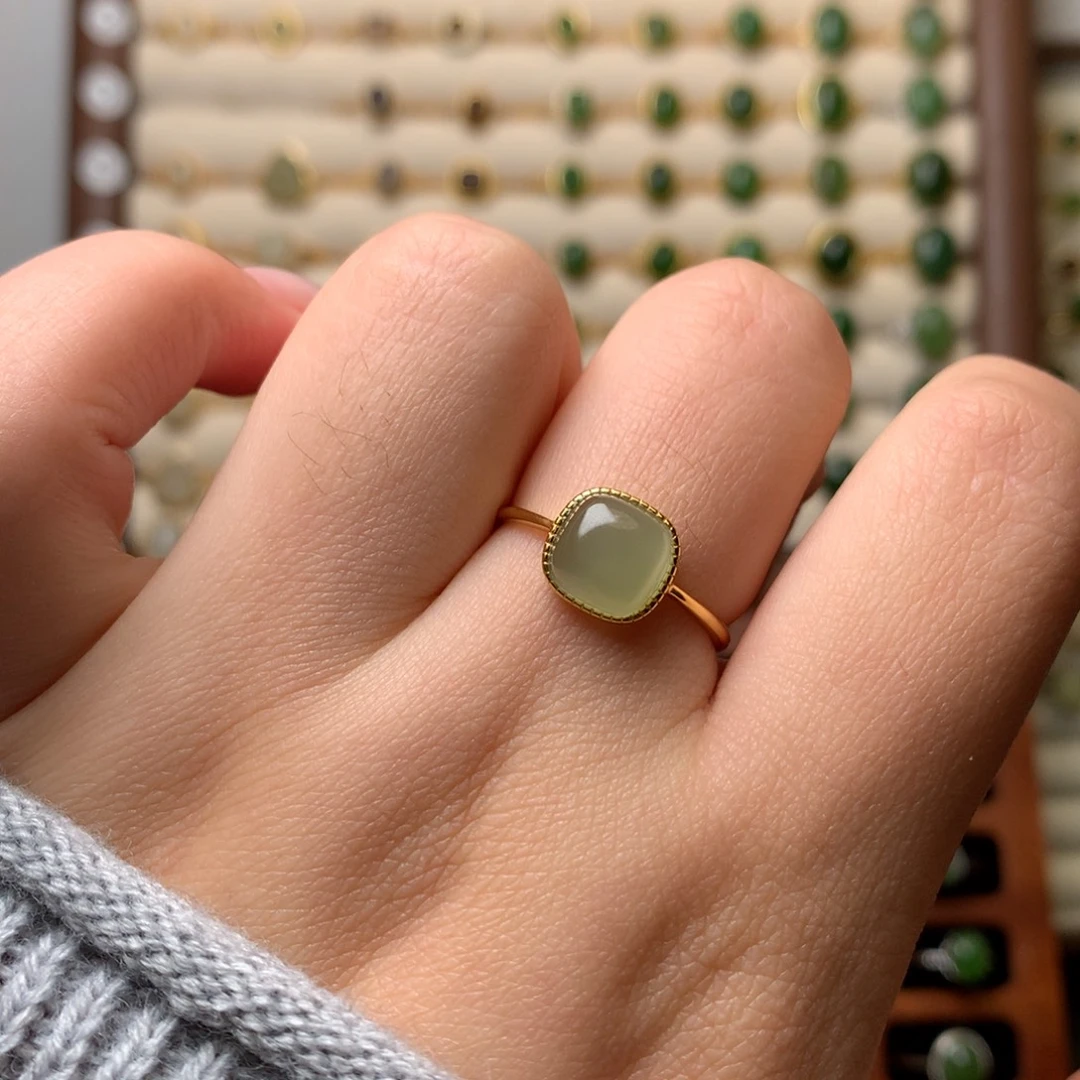 和田玉银S925镶嵌戒指