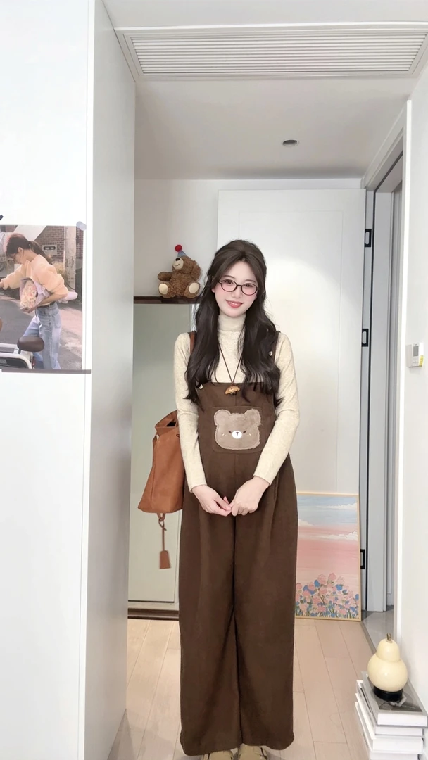 新款2025年套装孕妇套装秋冬背带裤两件时尚毛衣休闲款时尚孕妇装