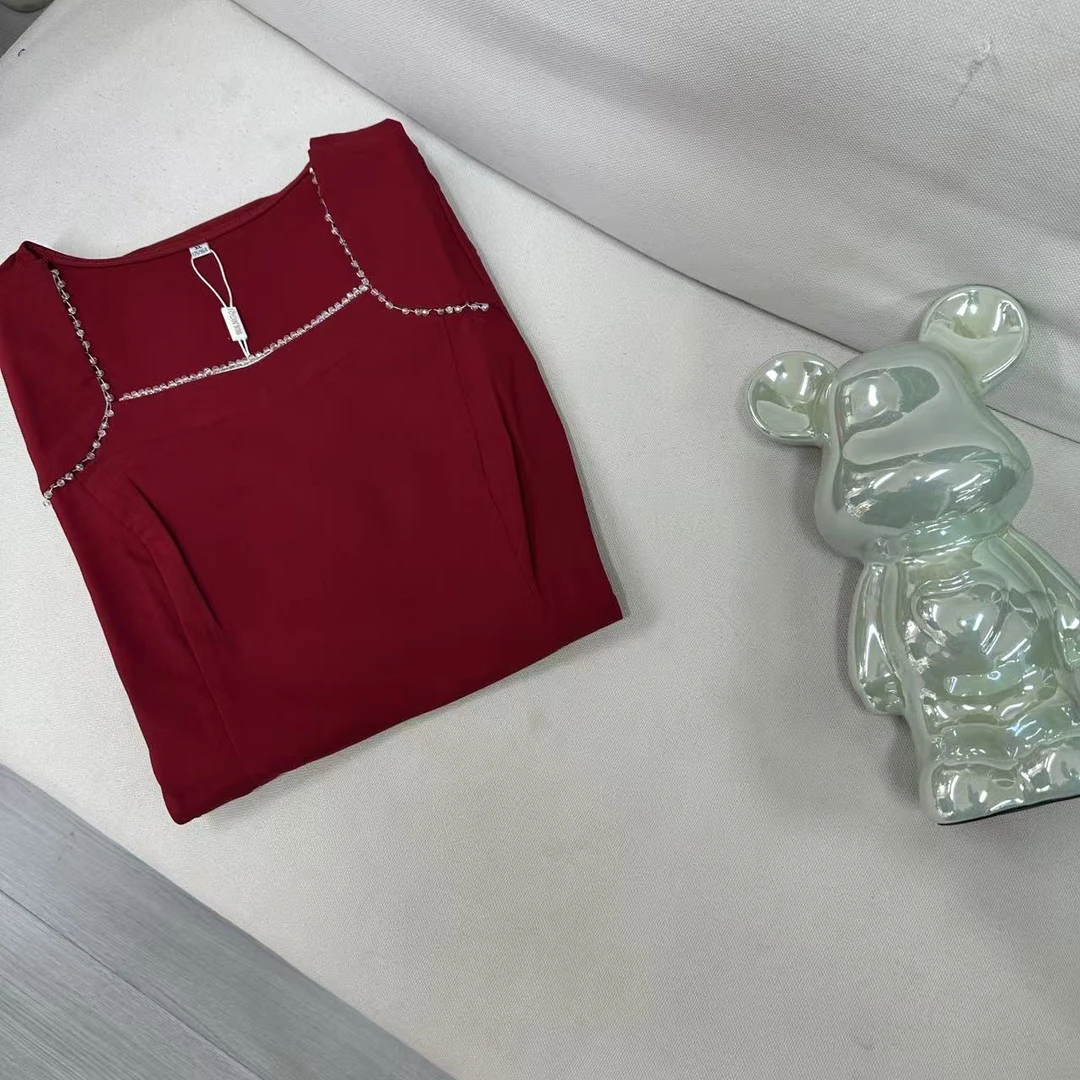 清-纯色闪钻连衣裙-2276