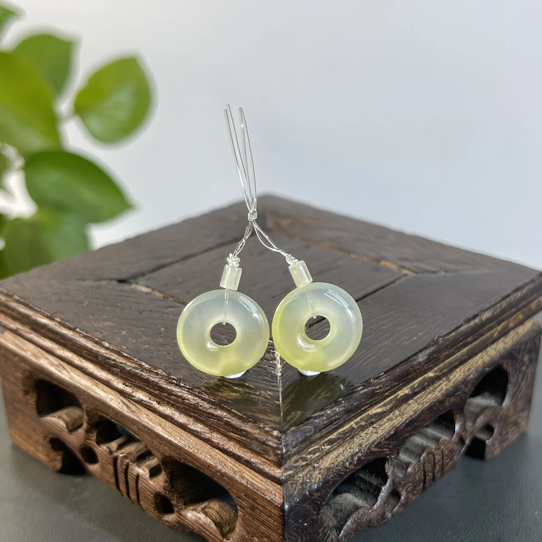 JXB29-129 天然缅甸A货翡翠 一对甜甜圈