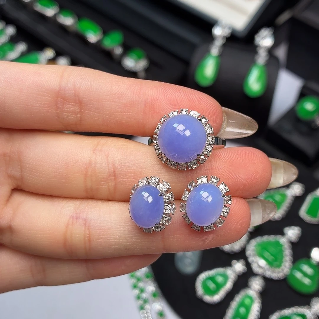 翡翠18K金镶嵌戒指024套装