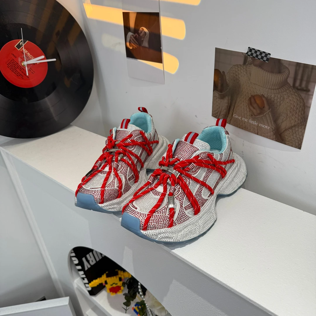 巴黎3xl绑带老爹鞋女2025新款透气高级感小众网面休闲鞋潮