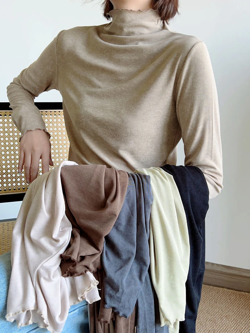 （初春衣橱里的第一件打底)女士蜡染天丝花边时尚百搭打底tg