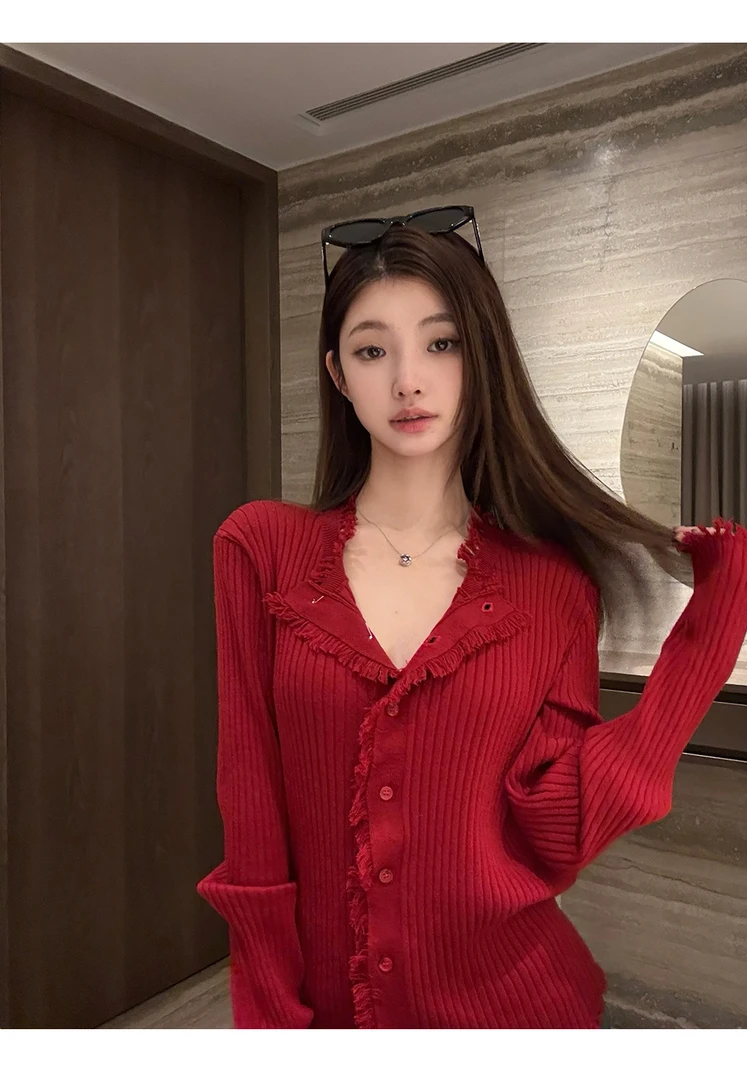 不冷BULENG修身显瘦针织开衫女
