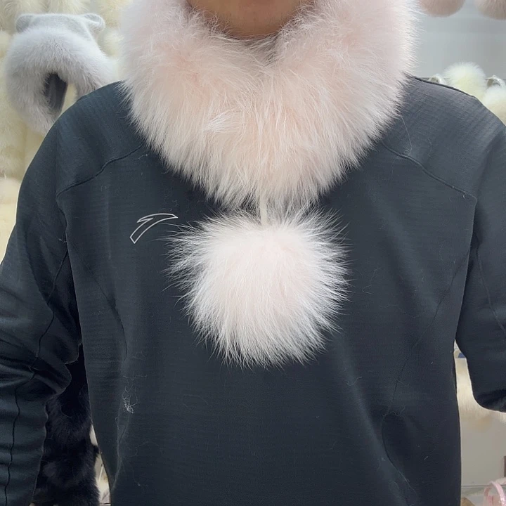 狐狸毛浅粉色可爱小毛球 55