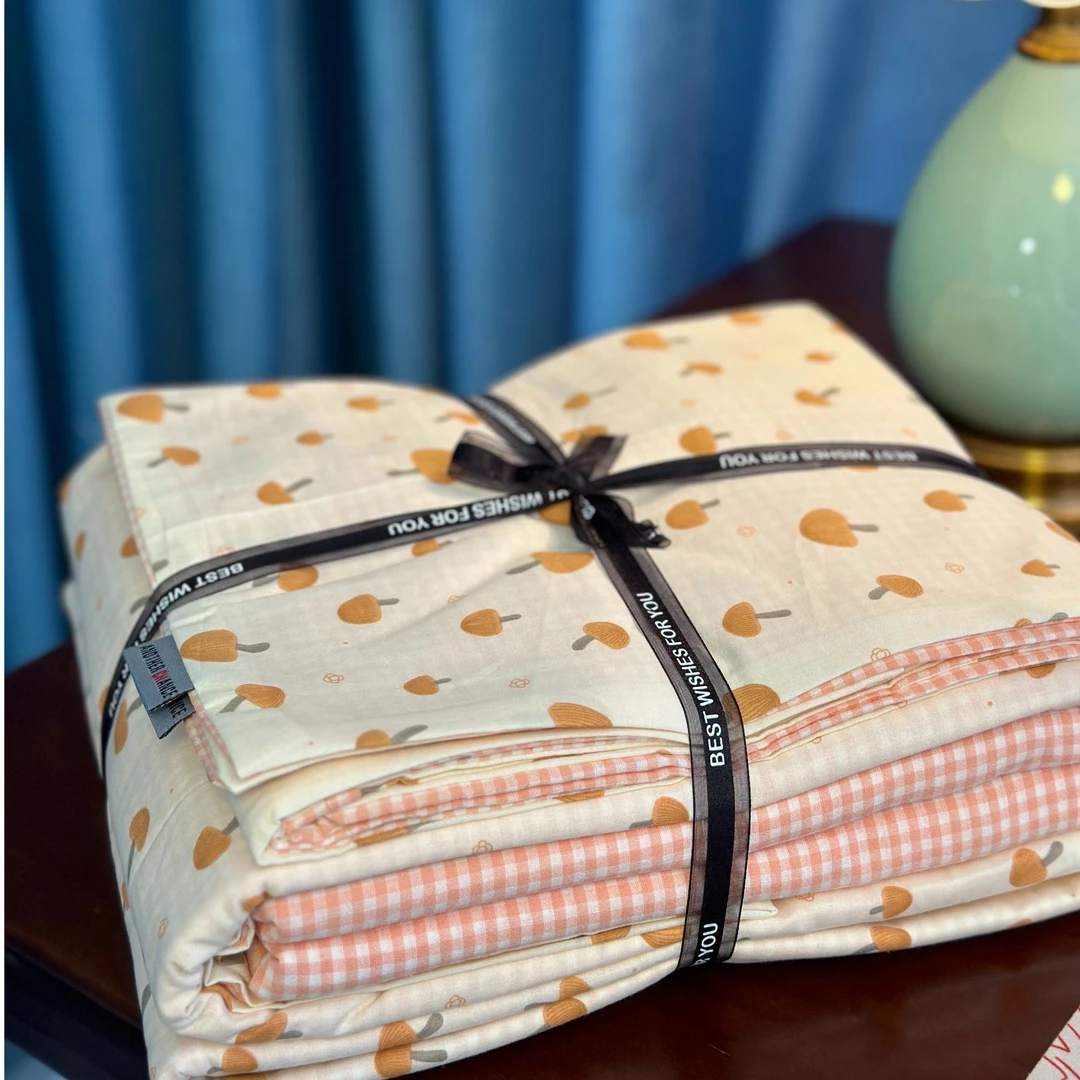 2025水洗棉四件套小清新简约床上用品印花可爱柔软