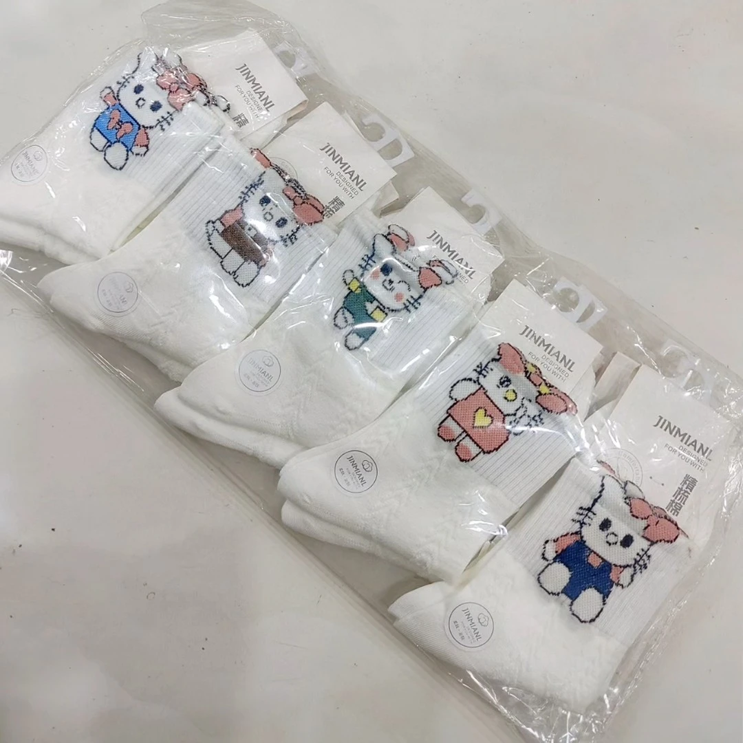 新款3638卡通可爱KT猫透气吸汗时尚百搭高颜值中筒袜
