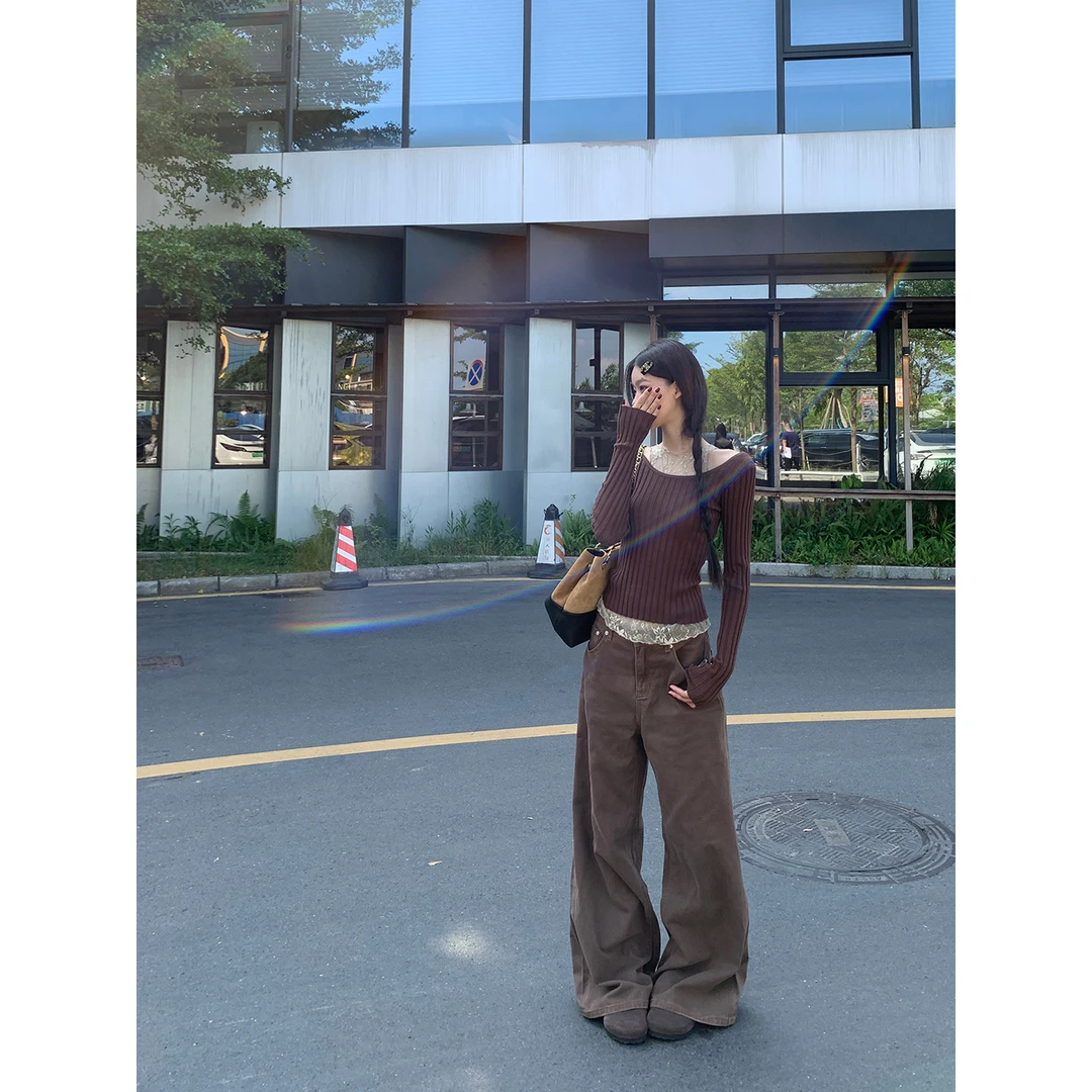 【冬季刚需】秋冬复古时尚显瘦INS法式休闲直筒牛仔裤0914#