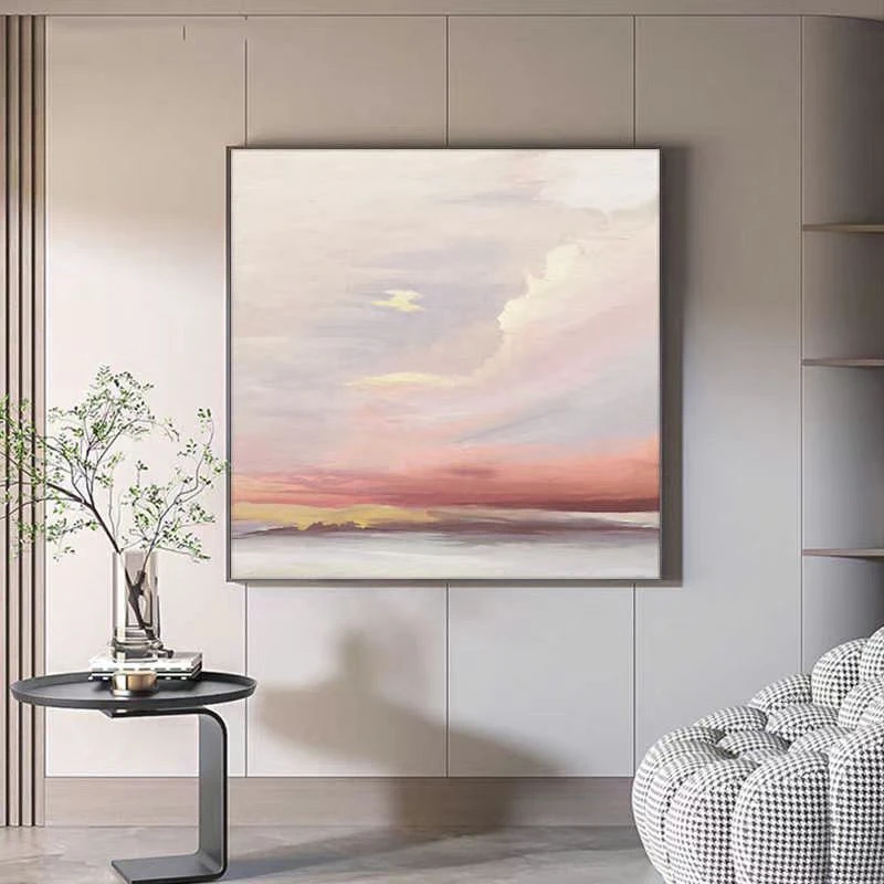 奶油风电表箱装饰客厅装饰画北欧餐厅壁画风景玄关走廊正方形挂画