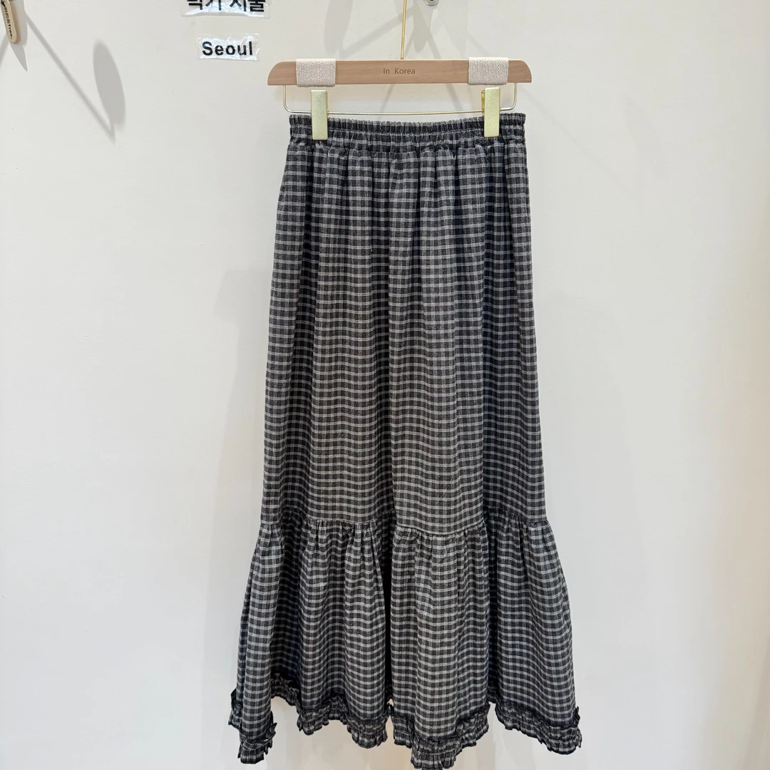 路一.韩国 Seoul   the OT木耳边格子半身裙BQ20250131011