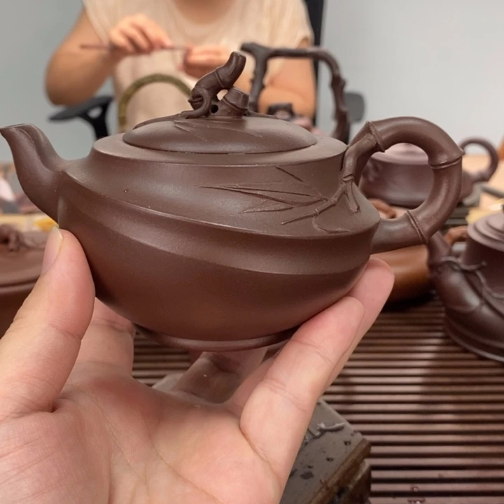 茶壶紫砂飞竹240毫升半手工