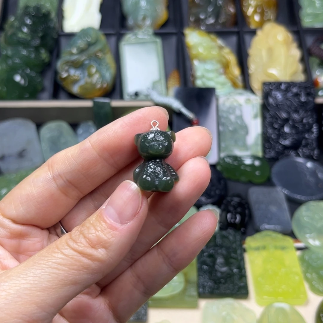 和田玉（糖玉）银S925镶嵌吊坠(不含链)