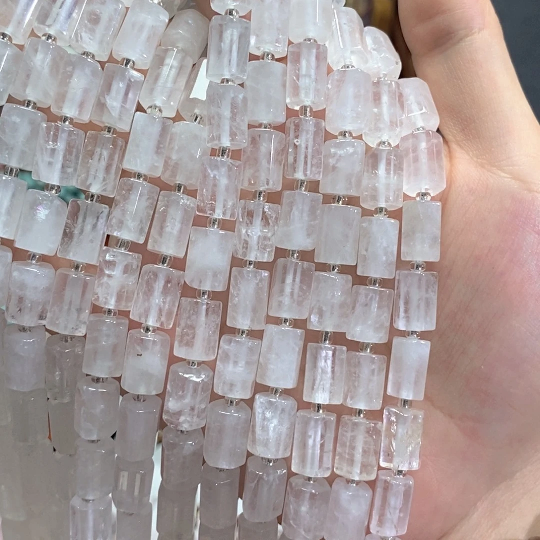 未镶嵌玛瑙/玉髓珠宝半成品白水晶柱子一条卡8*12mm
