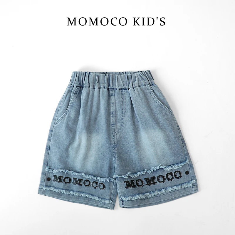 MOMOCO夏季儿童牛仔短裤儿童百搭休闲贴布设计五分裤75630351001