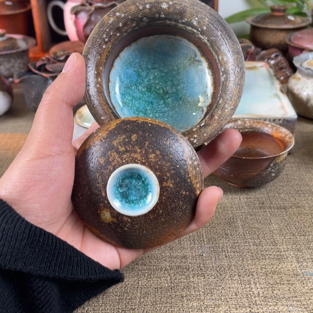 诚*窑宝。窑汗。  盖碗。 金珍珠