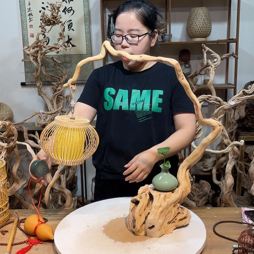 香榧木杜鹃根根艺摆件