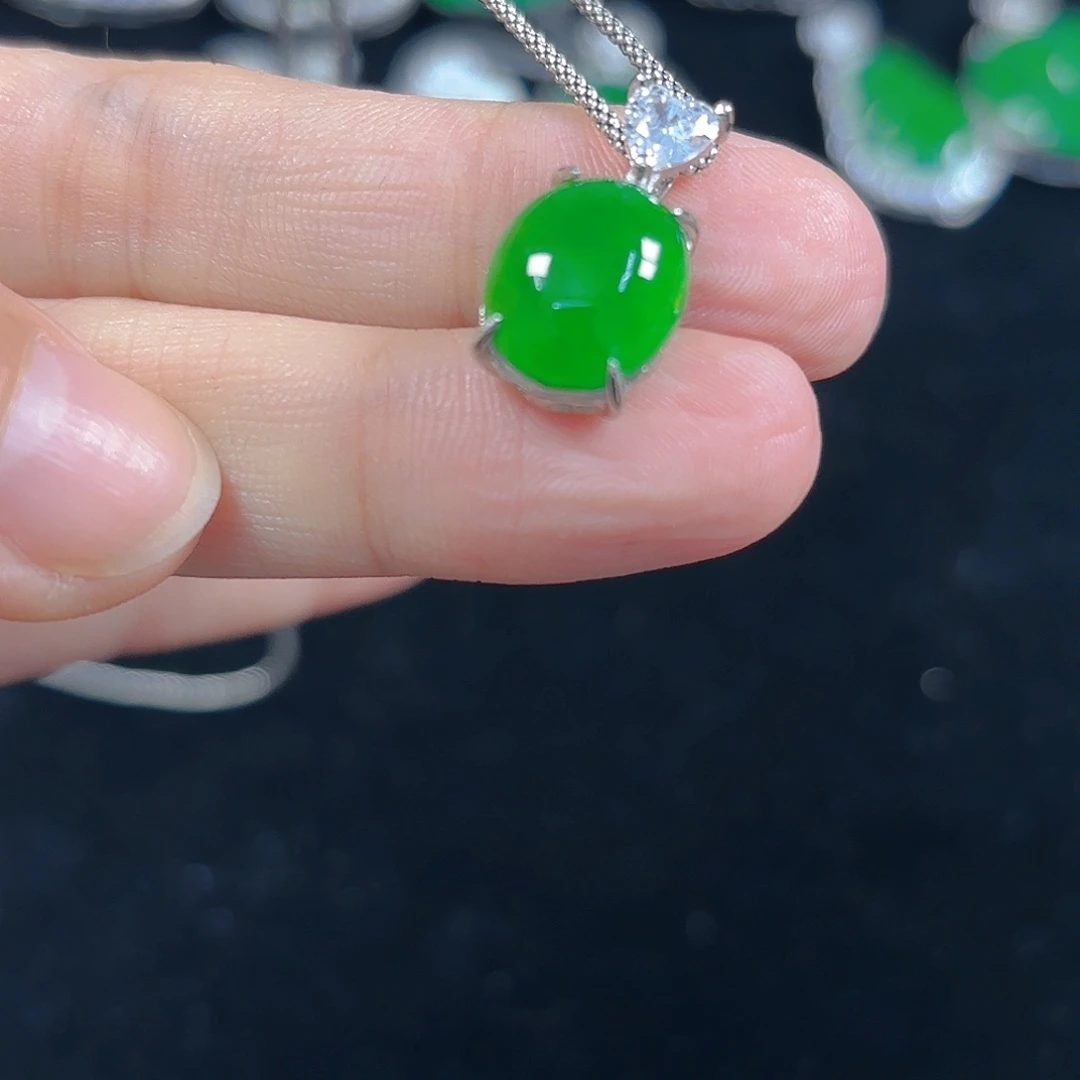 翡翠银S925镶嵌吊坠(不含链)