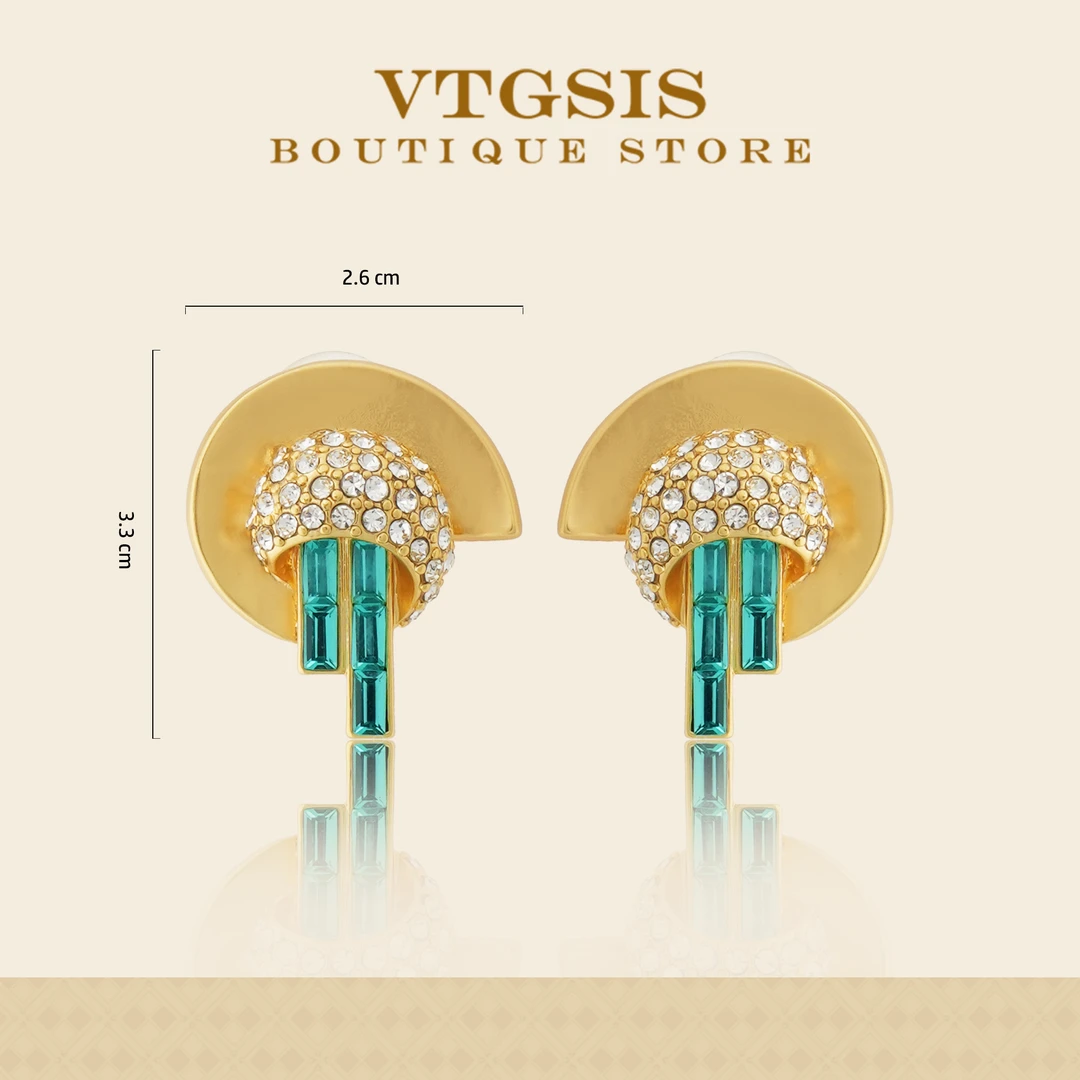 VTGSIS 合金合成锆石耳饰 晚风流光蓝色海螺耳夹项链女22022/3796