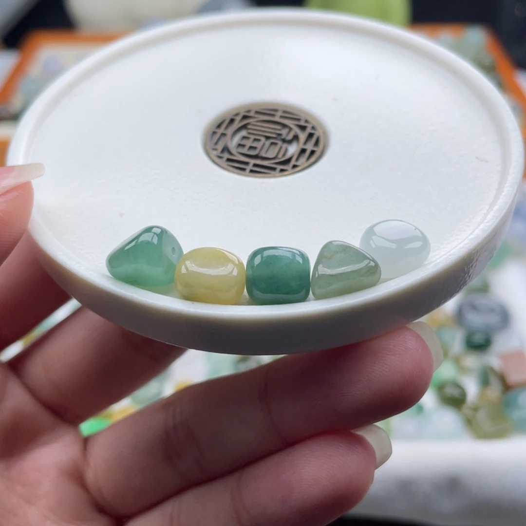 翡翠散珠天然缅甸翡翠a货随形5颗