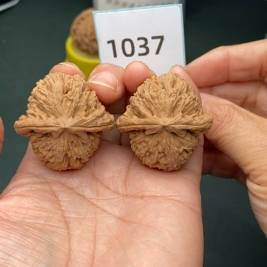 文玩核桃把件俞**?38.5三角白1037