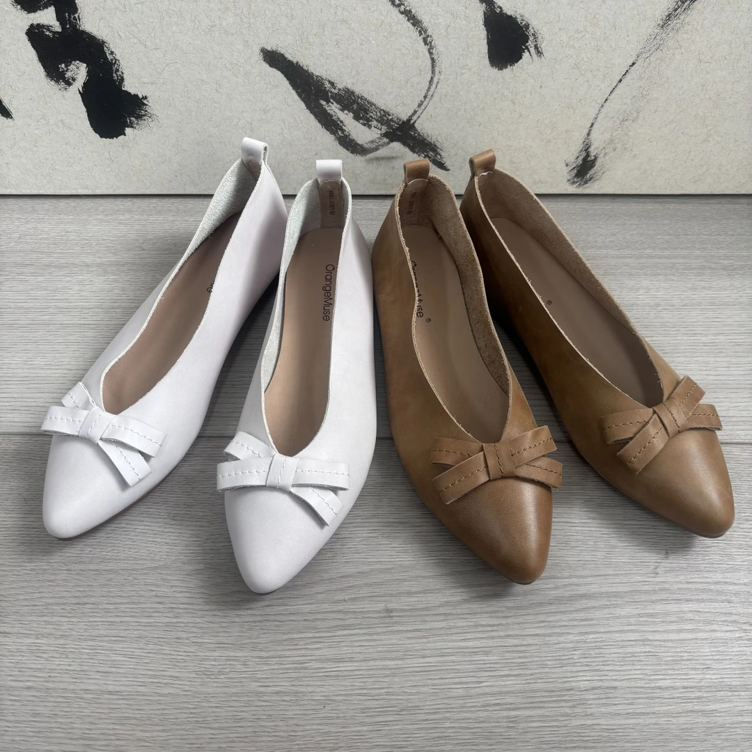 【橙庐】A909-2油蜡牛皮平底尖头单鞋 牛皮里猪皮垫舒适软底时尚