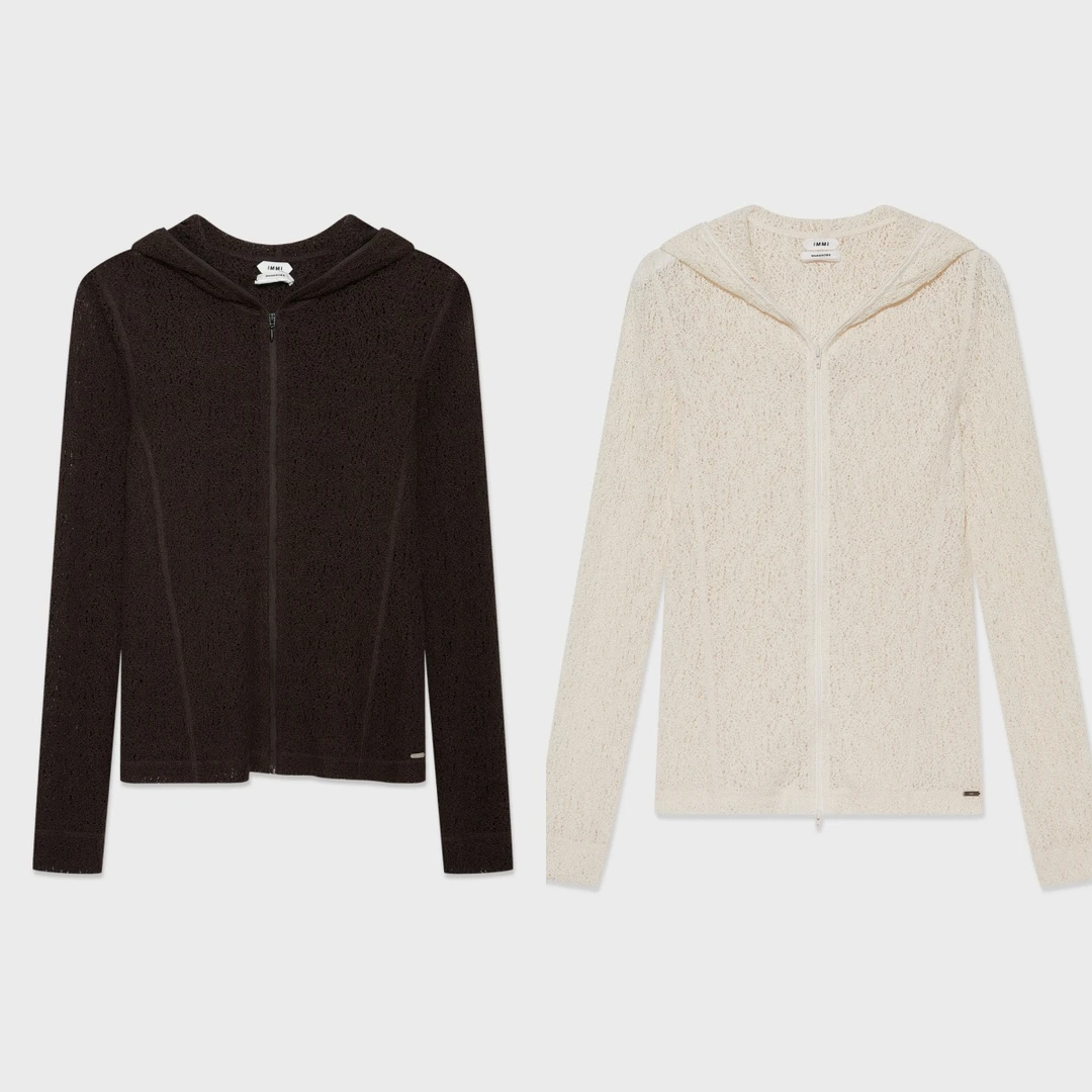 IMMI弹力镂空针织连帽上衣（消费券不可用）