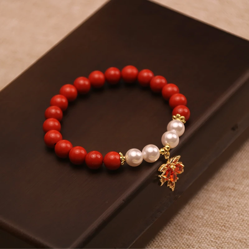 含辰砂工艺品朱砂手串女生轻奢小众复古浪漫风设计款2025新款