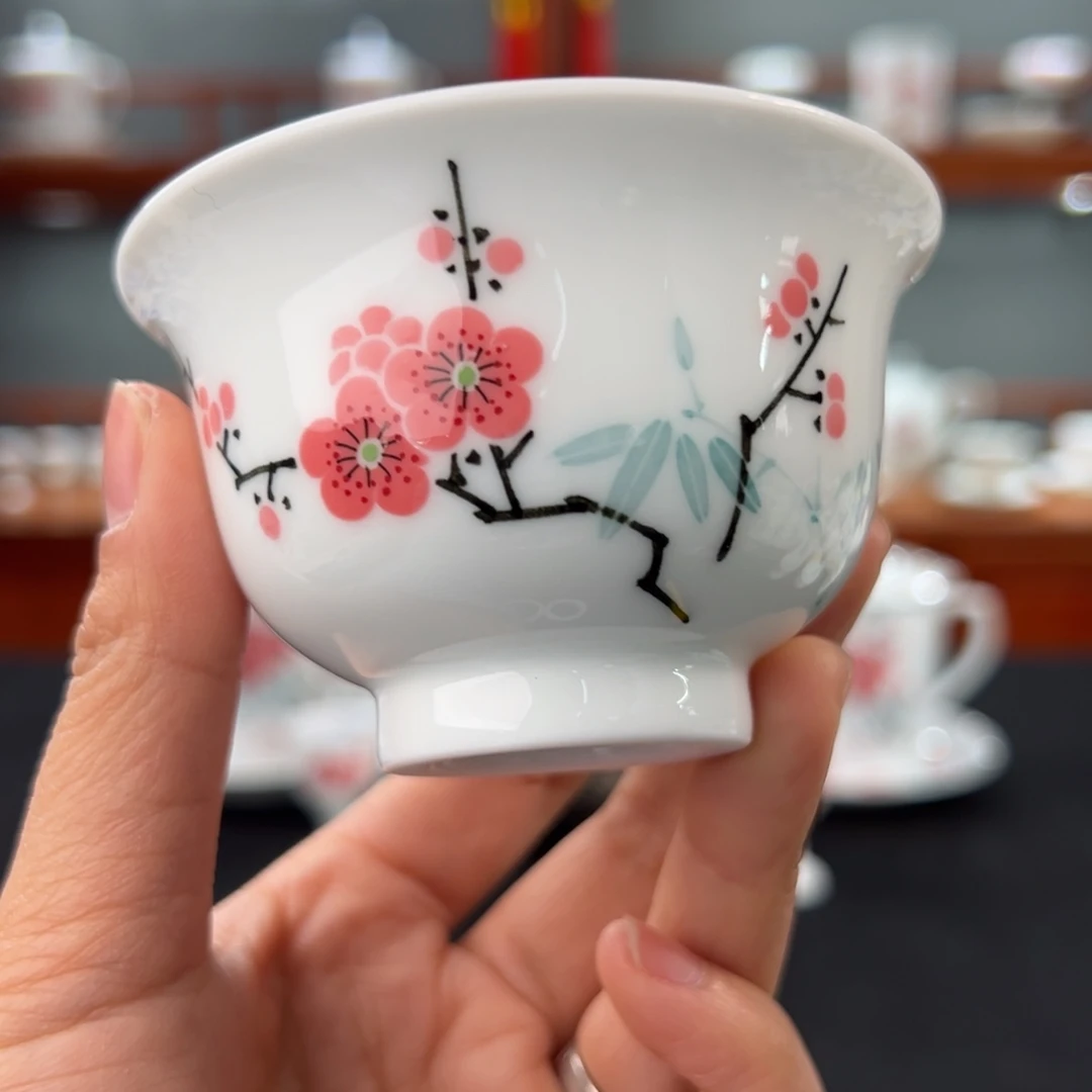 玉泥 翠竹红梅压手杯