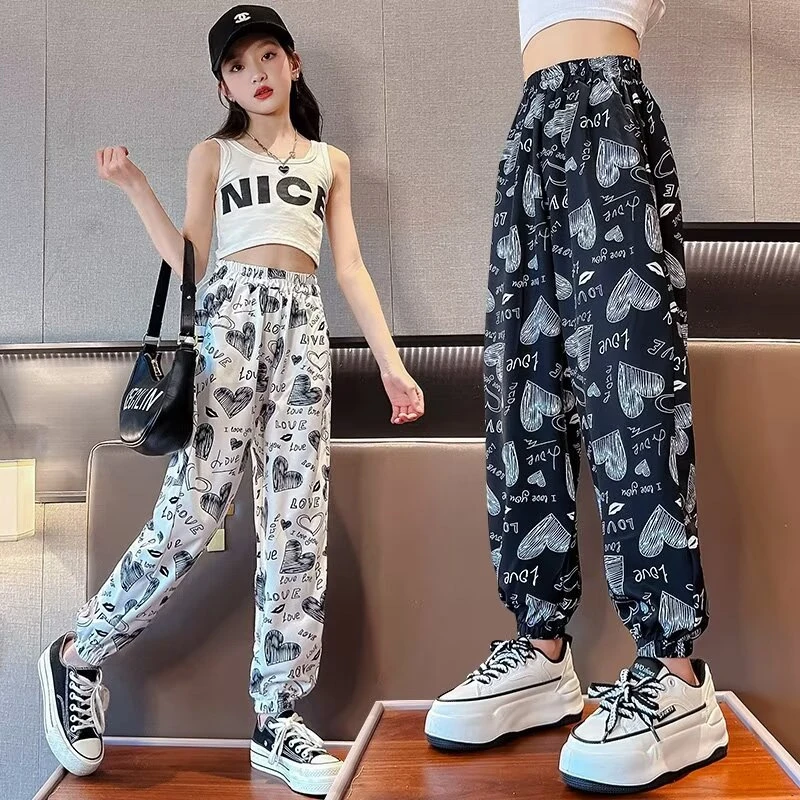 女童夏季薄款冰丝防蚊裤中大童薄款透气长裤女孩夏款休闲空调裤潮