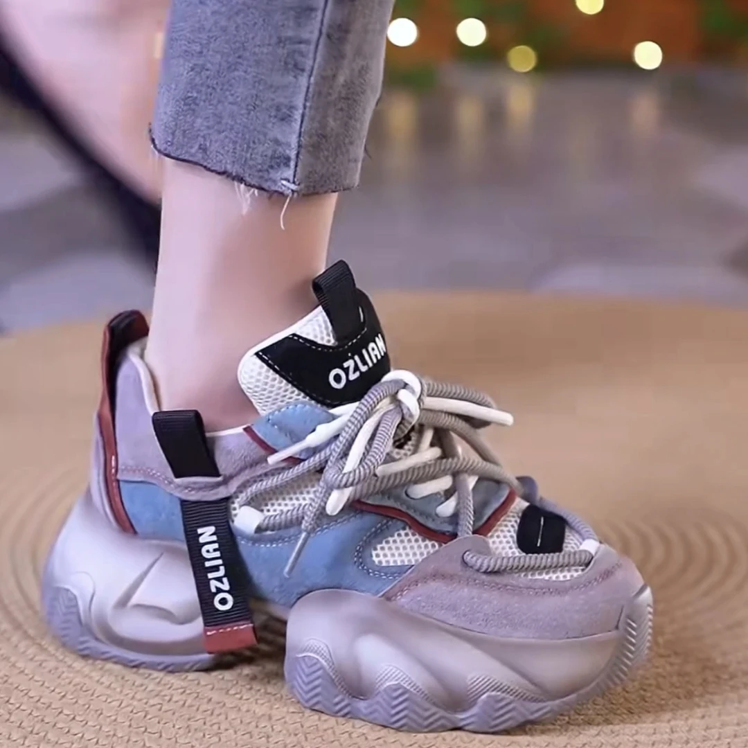 ys2025春夏季新款透气老爹鞋女时尚百搭厚底休闲潮流运动女鞋