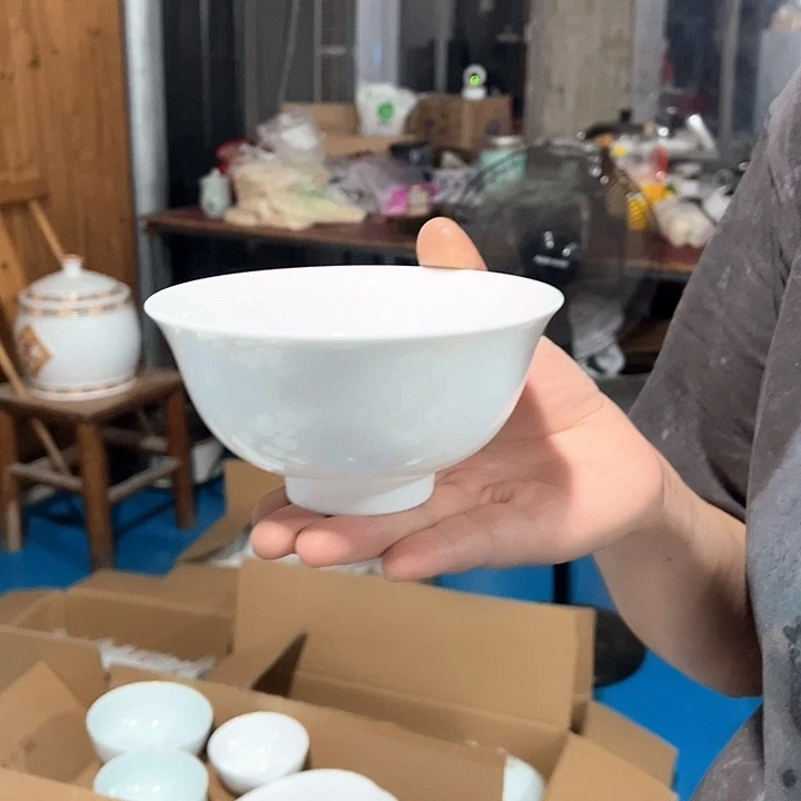 瓷片云白4.75英寸米饭碗十个包邮