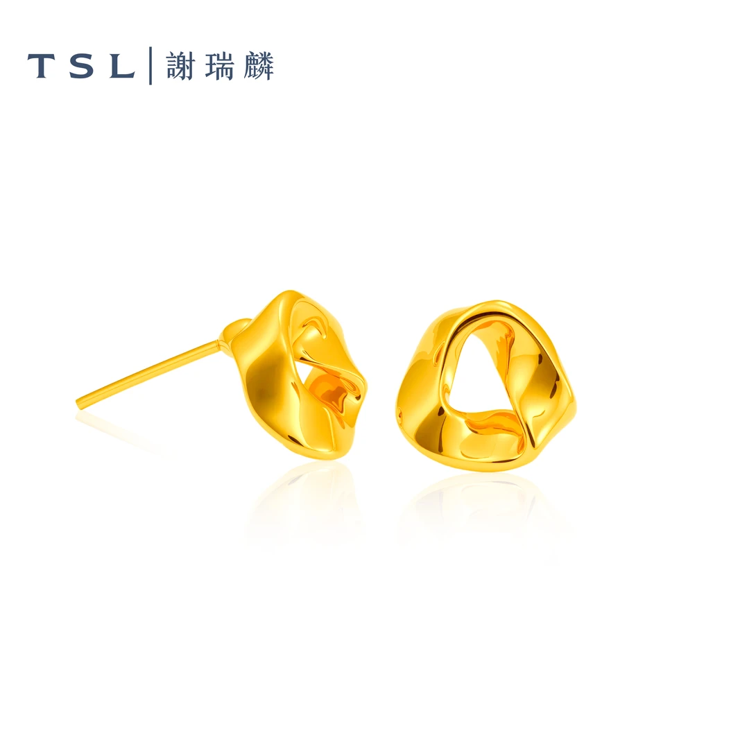 TSL/谢瑞麟5D足金法式三角耳饰