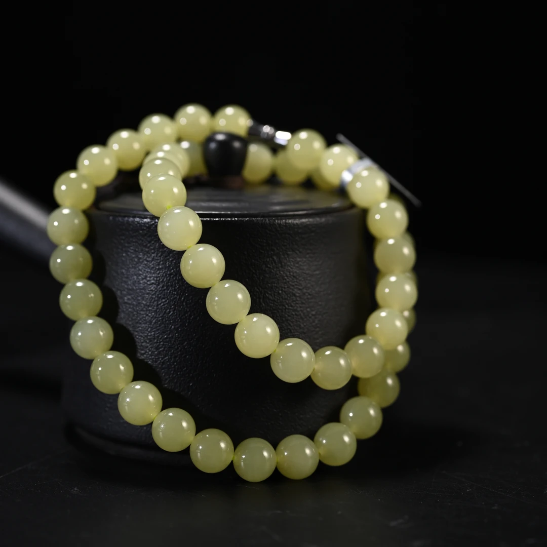 lot8860 2511150008和田玉黄玉项链珠径10/保利