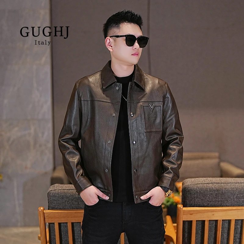 潮流修身皮夹克男外套2025秋冬新款休闲百搭帅气短款机车翻领夹克