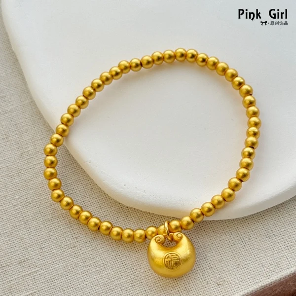 铜合金手链 6042百搭小众光面素款元宝手链手串女