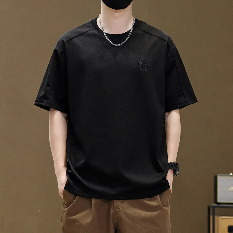 2025新款简约时尚款呢夏季男装短袖纯色潮流休闲半袖舒适体恤